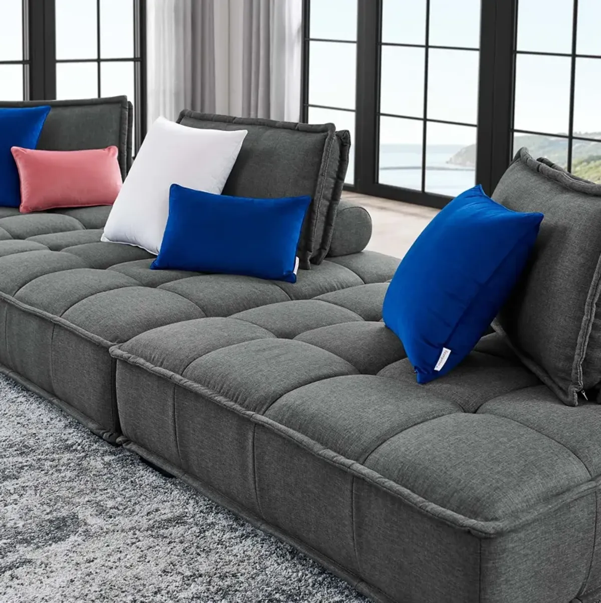 Saunter Tufted Fabric Fabric 3-Piece Sofa