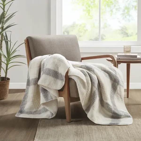 Woolrich Bloomington Natural Faux Mohair to Sherpa Throw