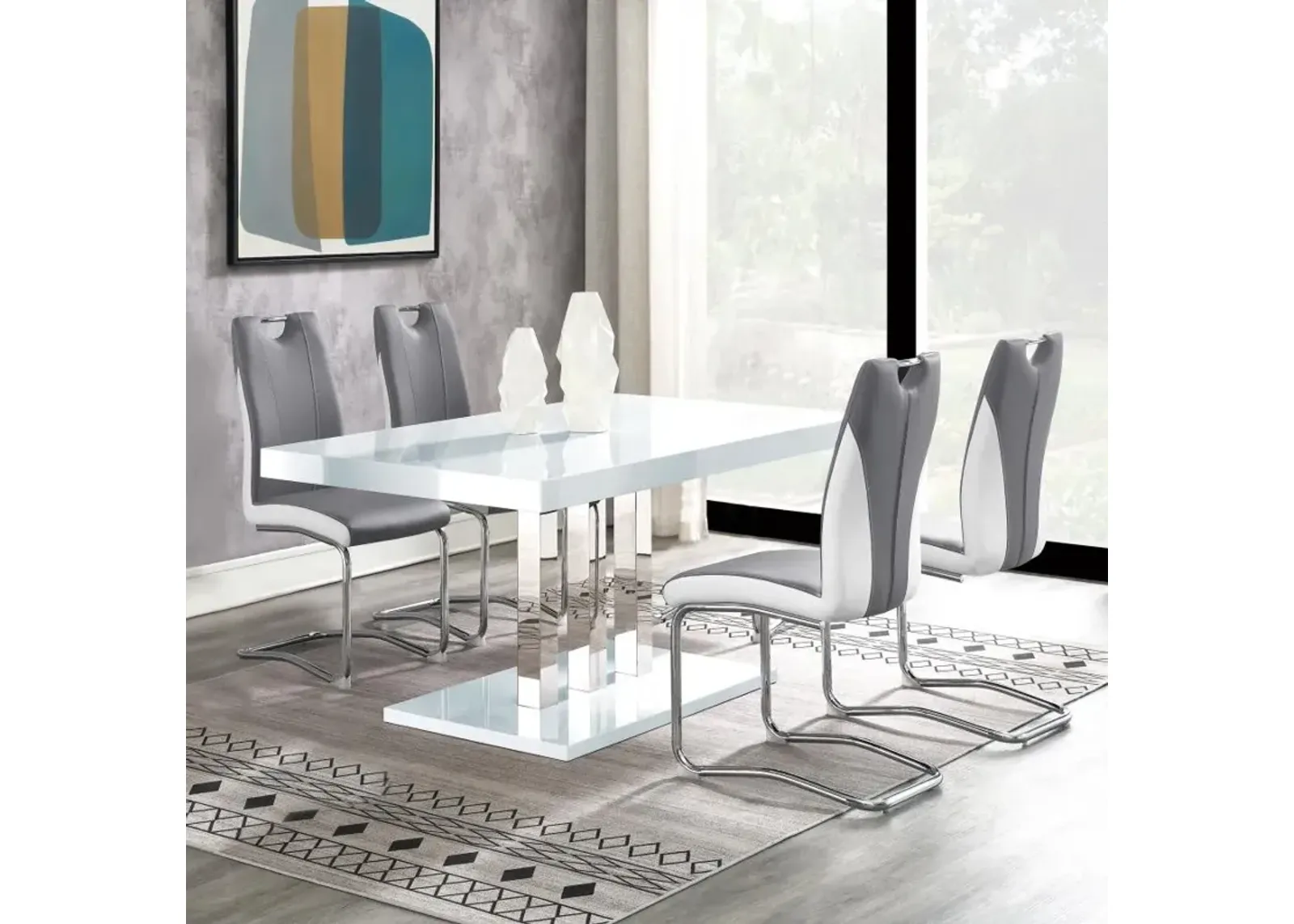 Brooklyn 5-piece Dining Set White and Chrome