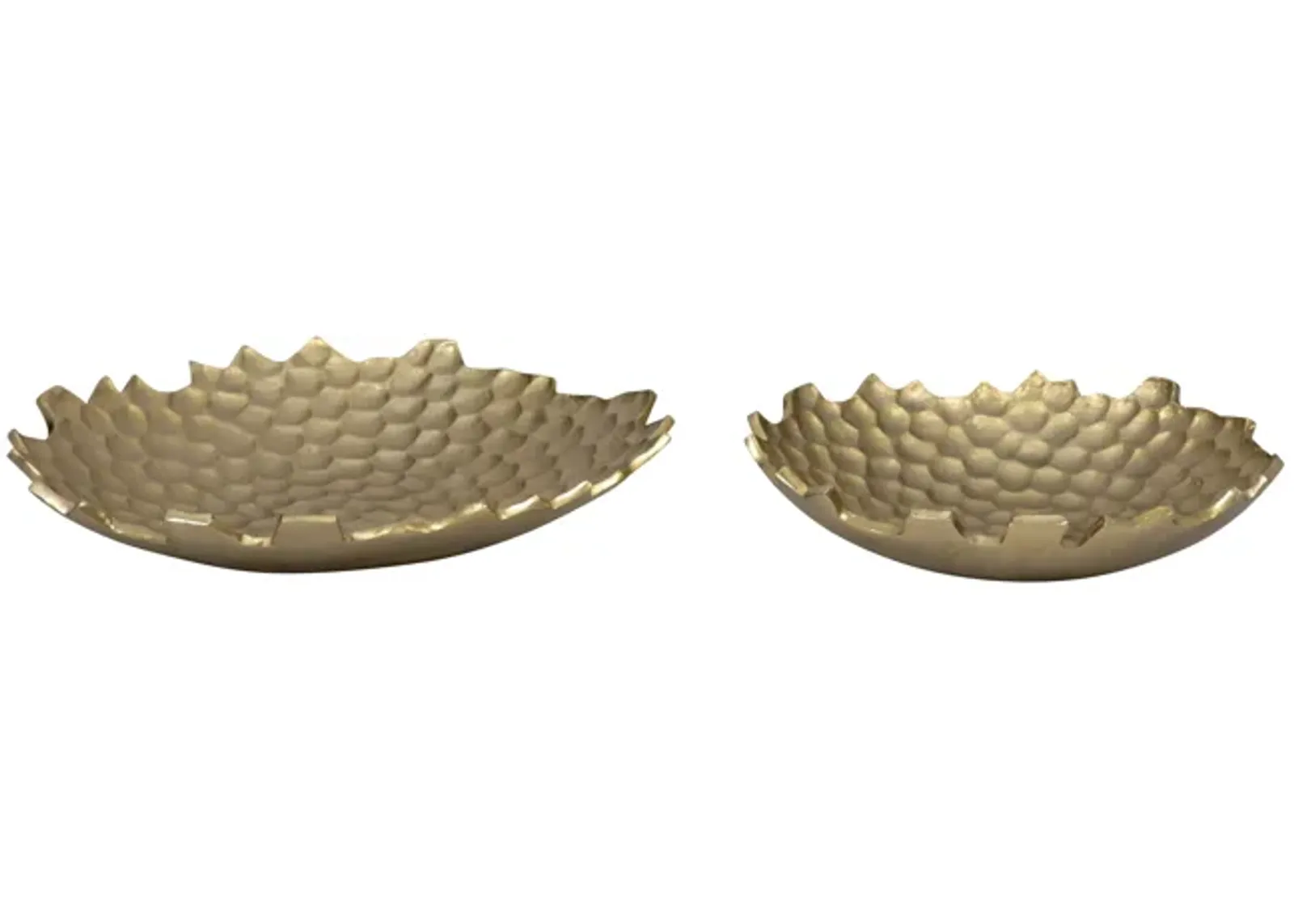 Metal, S/2 12/16" Honeycomb Bowls, Gold