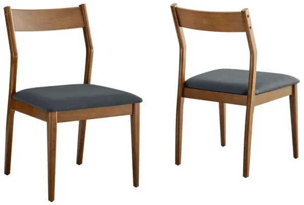 Solara Vegan Leather Wood Dining Side Chairs Set of 2 by Modway