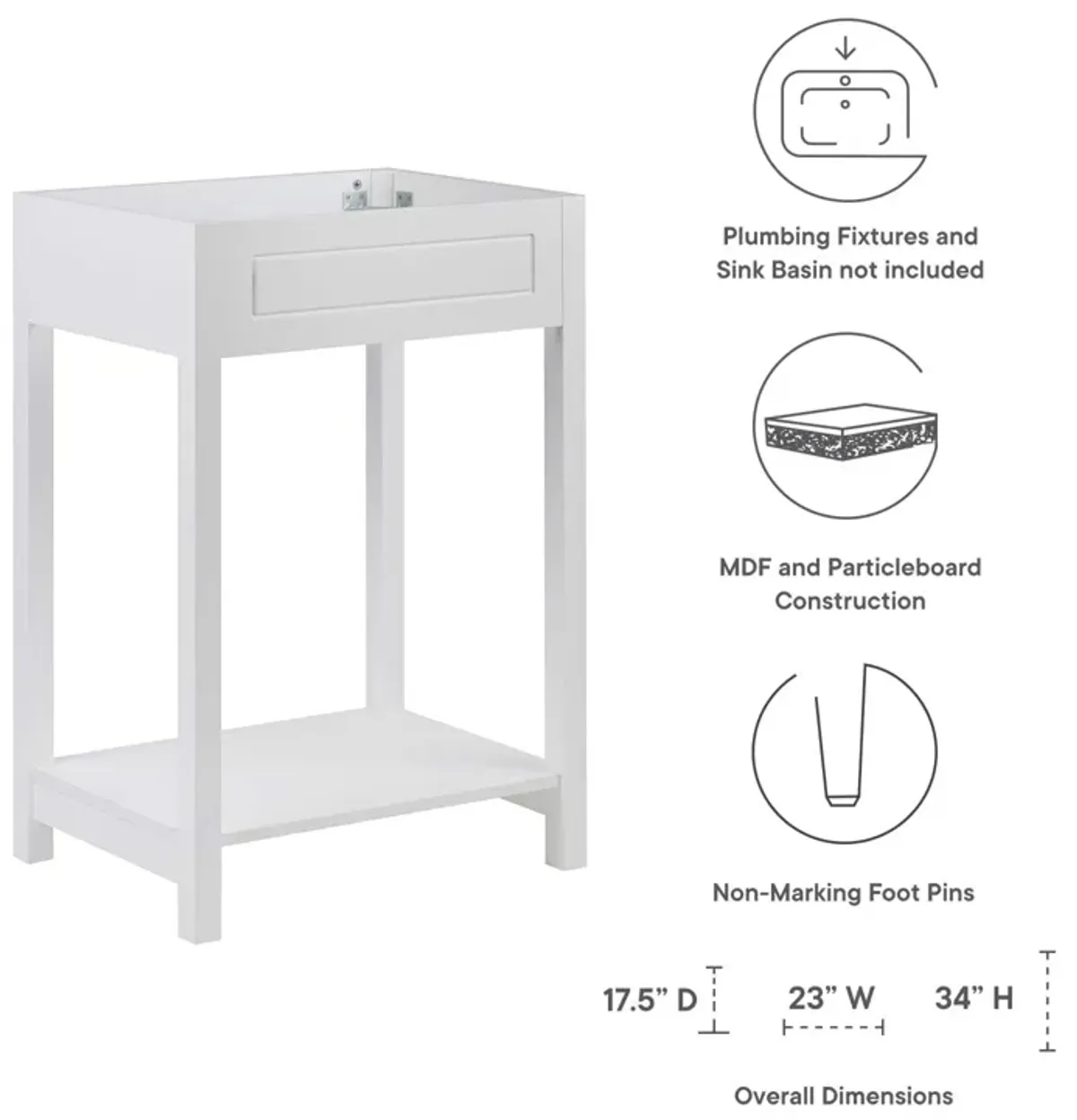 Altura 24" Bathroom Vanity Cabinet (Sink Basin Not Included)