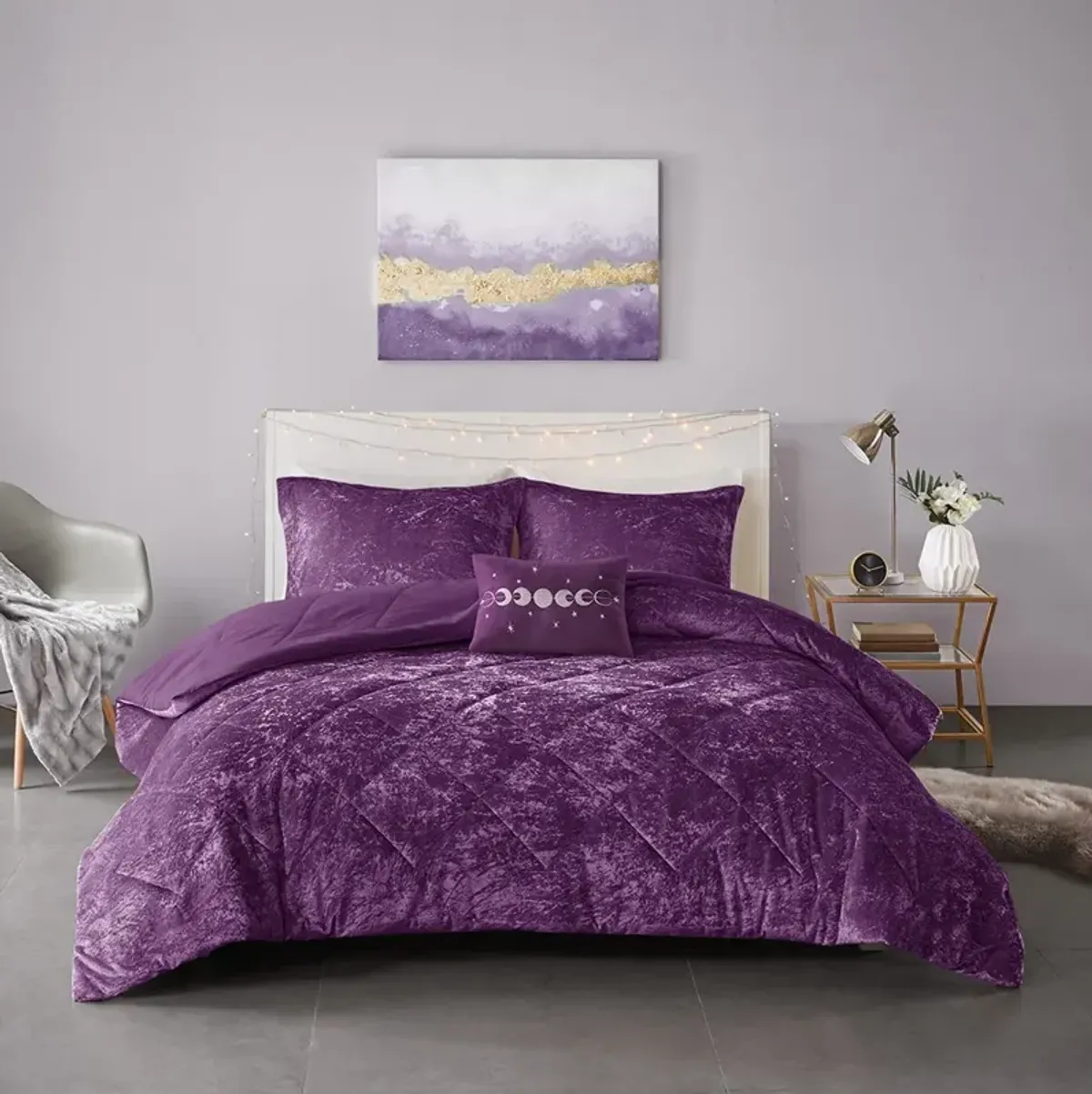 Intelligent Design Felicia Purple Velvet Comforter Set