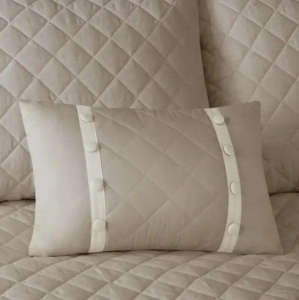 Madison Park Breanna Khaki 4 Piece Cotton Reversible Tailored Bedspread Set
