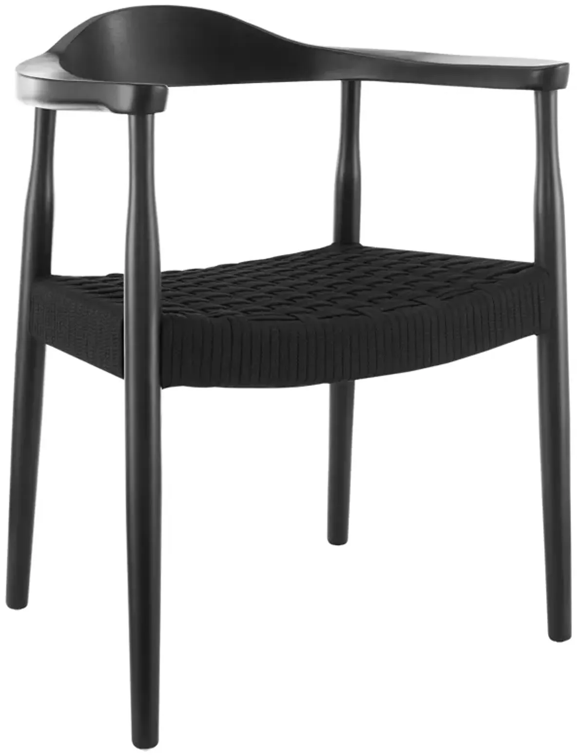 Hannu Armchair in Matte Black with Black Seat Rope