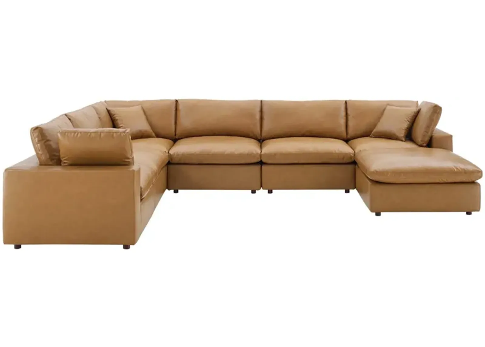 Commix Down Filled Overstuffed Vegan Leather 7-Piece Sectional Sofa