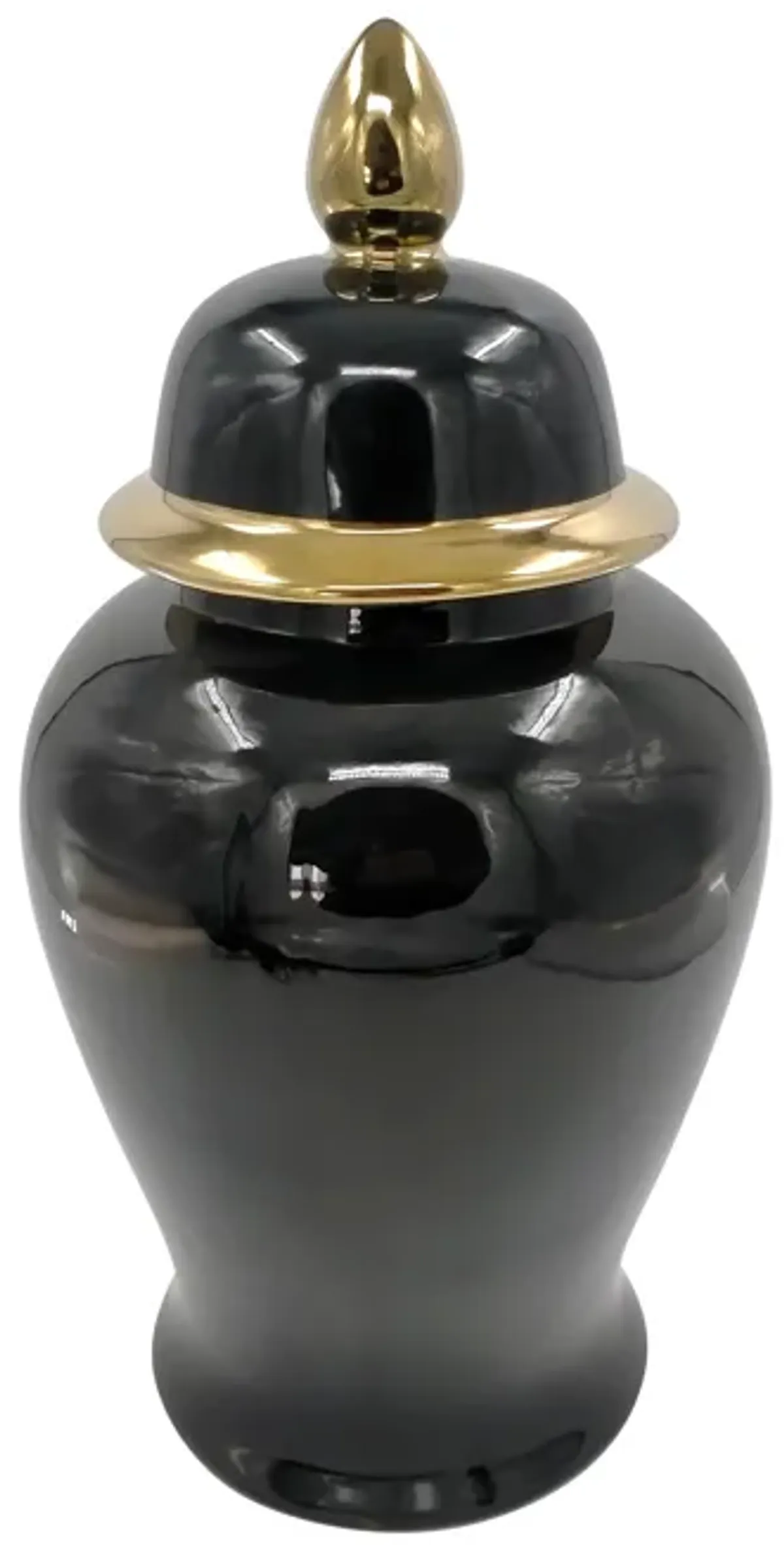 Cer, 18" Temple Jar, Black/gold