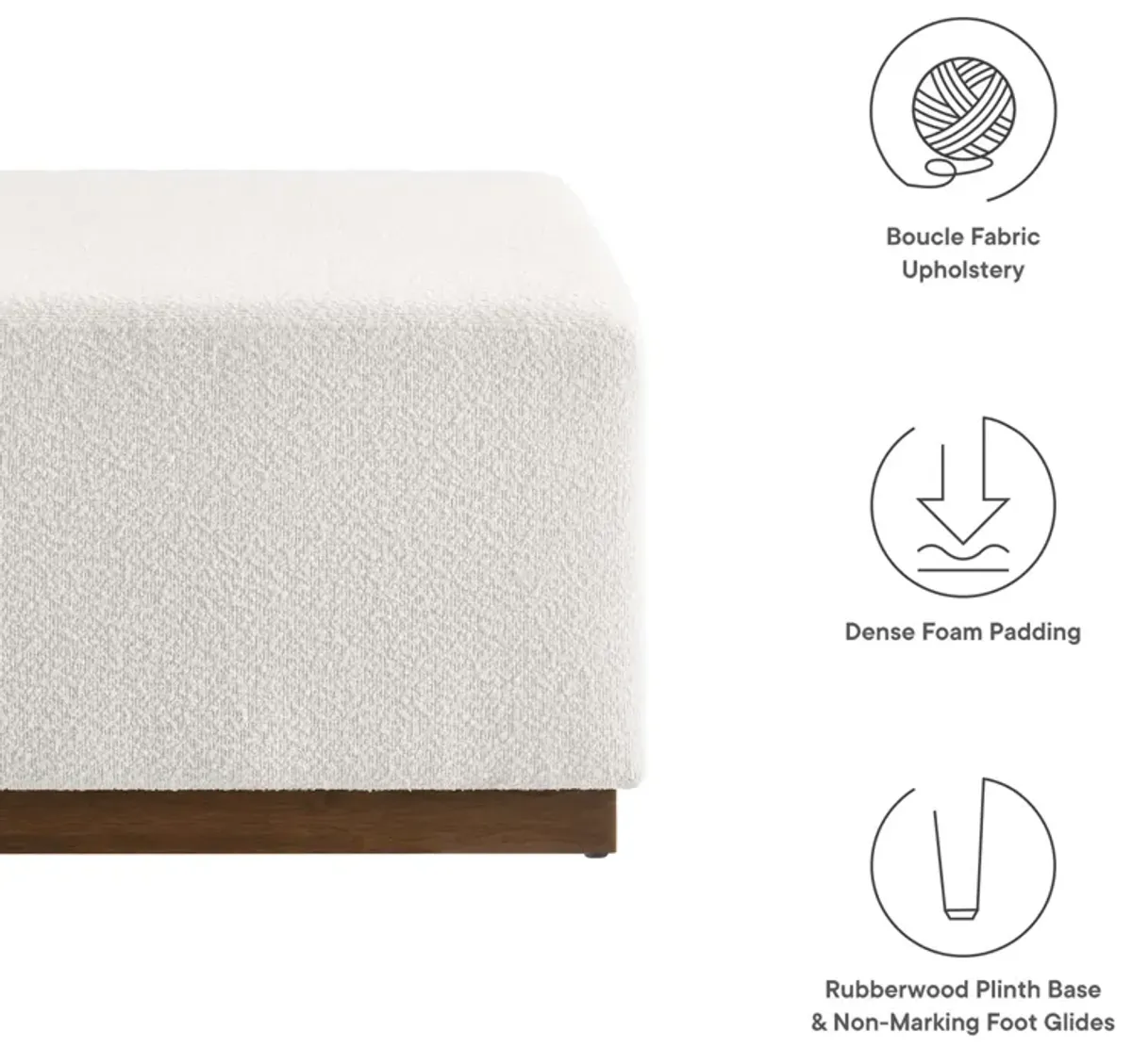 Tilden Large 28" Square Boucle Upholstered Ottoman by Modway