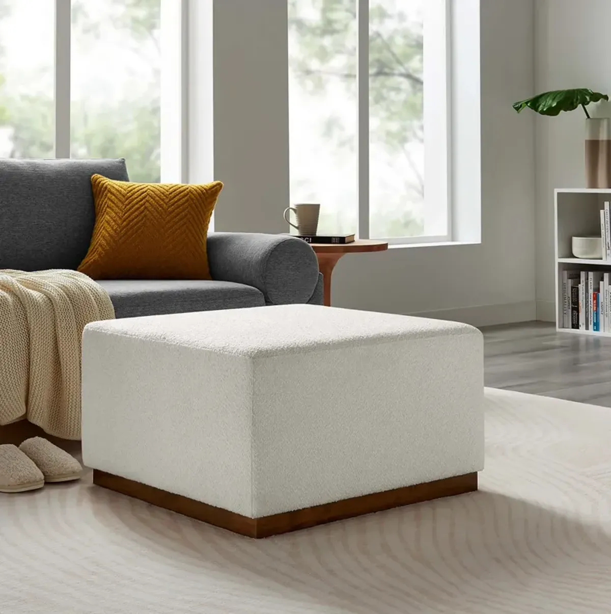 Tilden Large 28" Square Boucle Upholstered Ottoman by Modway
