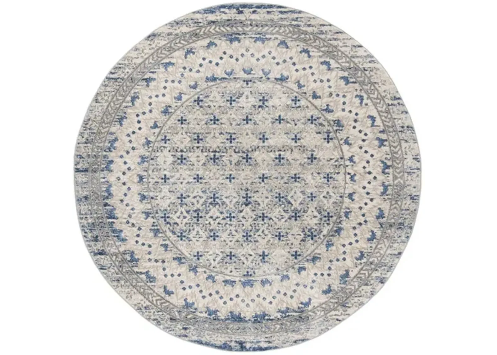 Brentwood 899 Light Grey / Blue 5' X 5' Round Round Powerloomed Rug