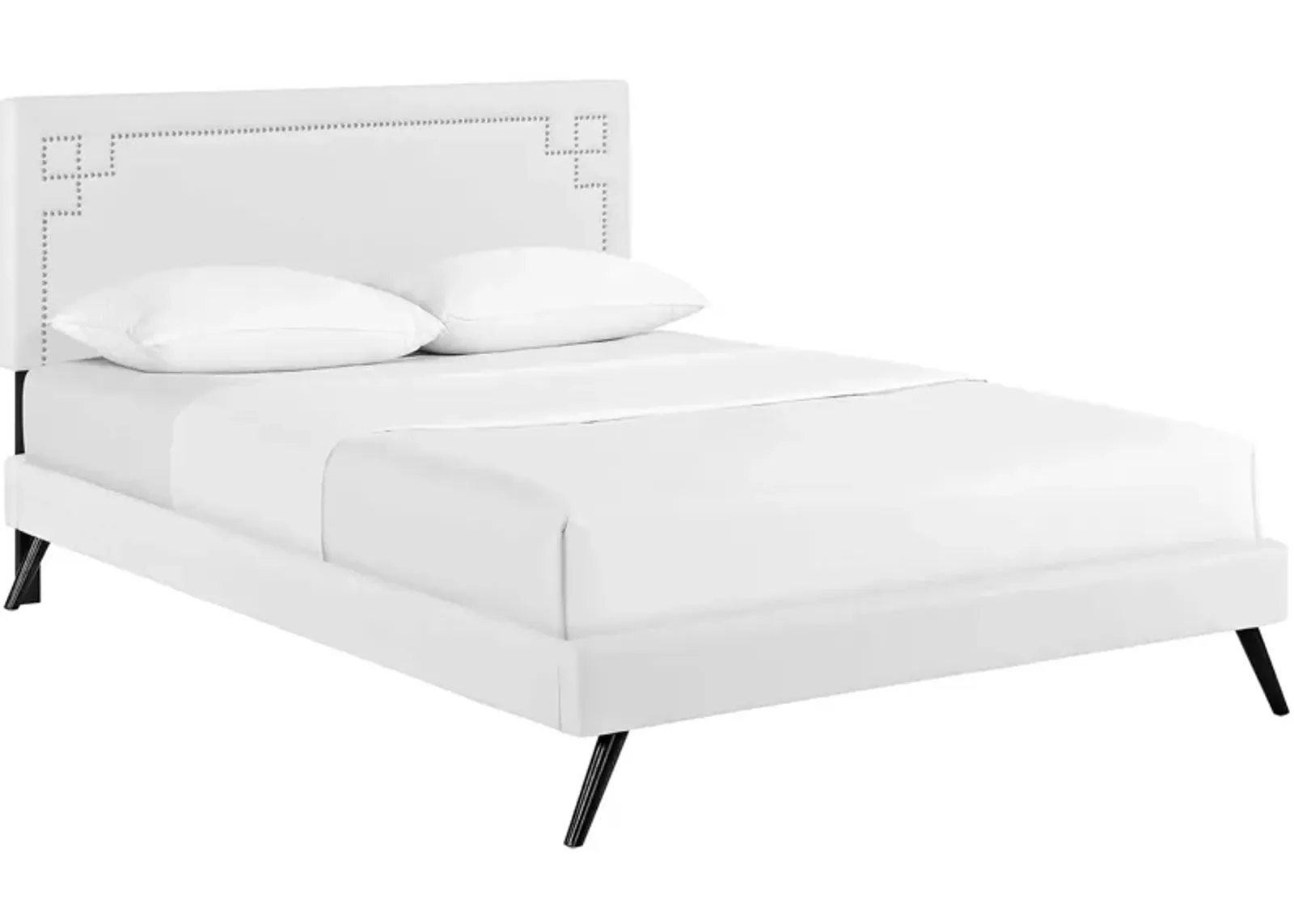 Ruthie Full Vinyl Platform Bed with Round Splayed Legs