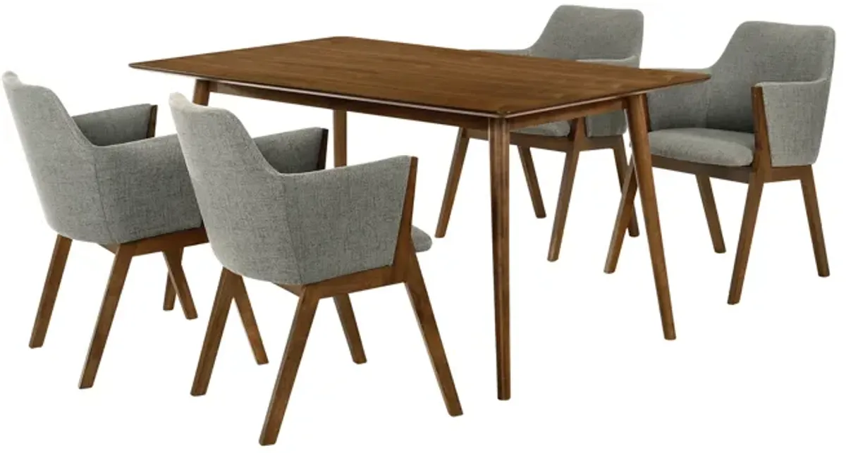 Westmont and Renzo Charcoal and Walnut 5 Piece Dining Set