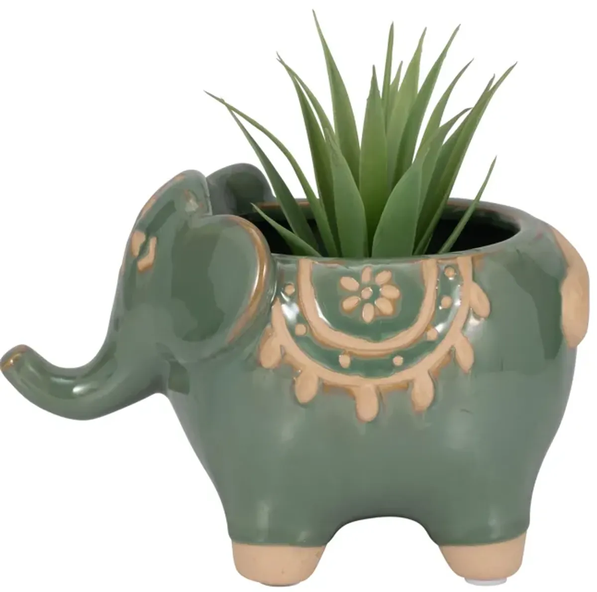 7" Elephant Planter, Green