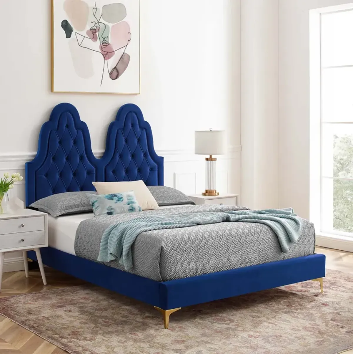 Alexandria Tufted Performance Velvet Twin Platform Bed