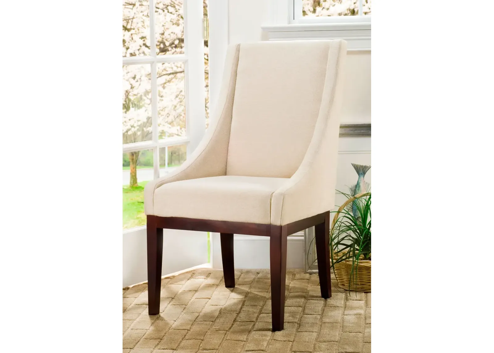 CR�ME FABRIC SLOPING ARMCHAIR