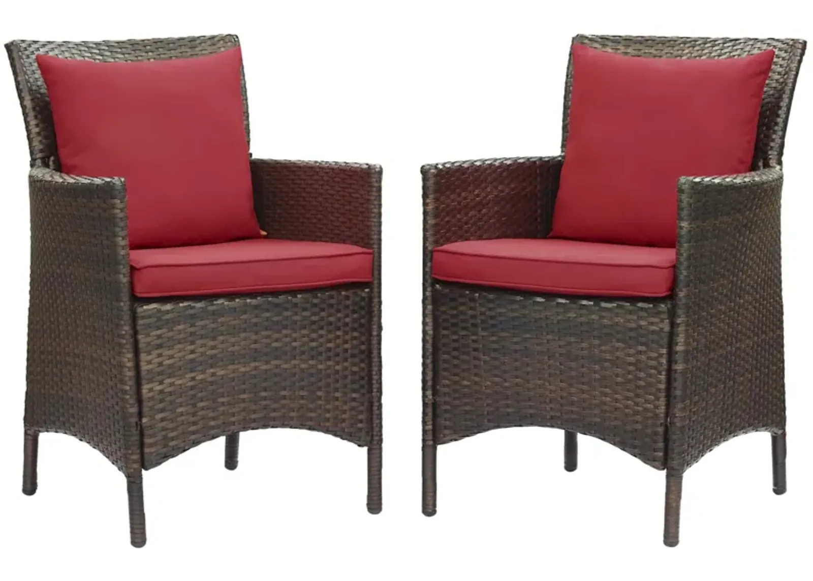 Conduit Outdoor Patio Wicker Rattan Dining Armchair Set of 2