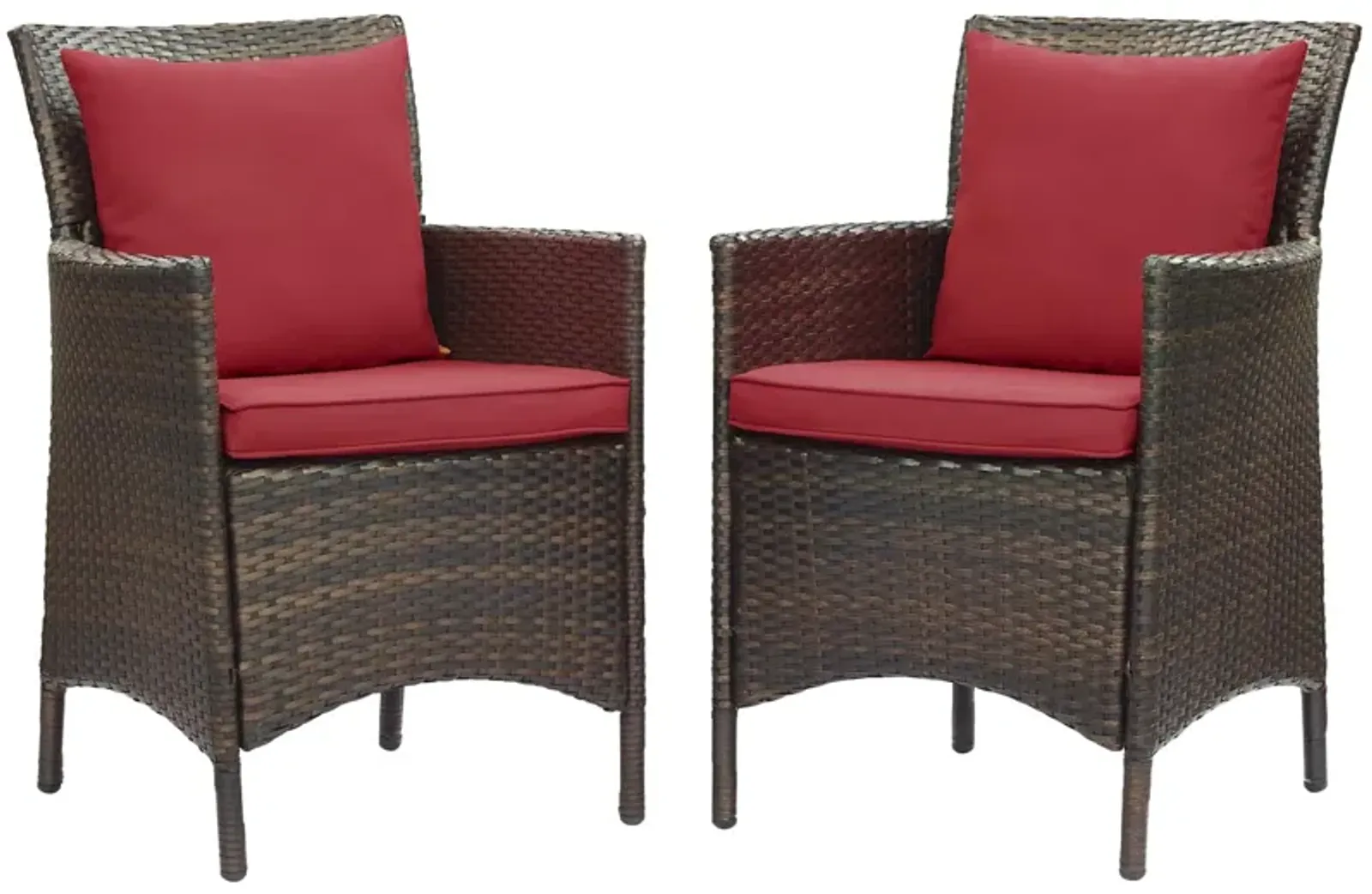 Conduit Outdoor Patio Wicker Rattan Dining Armchair Set of 2