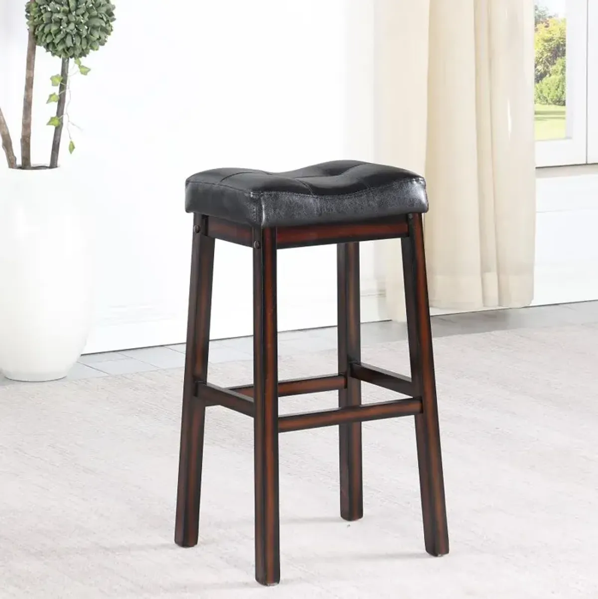 Donald Upholstered Bar Stools Black and Cappuccino (Set of 2)