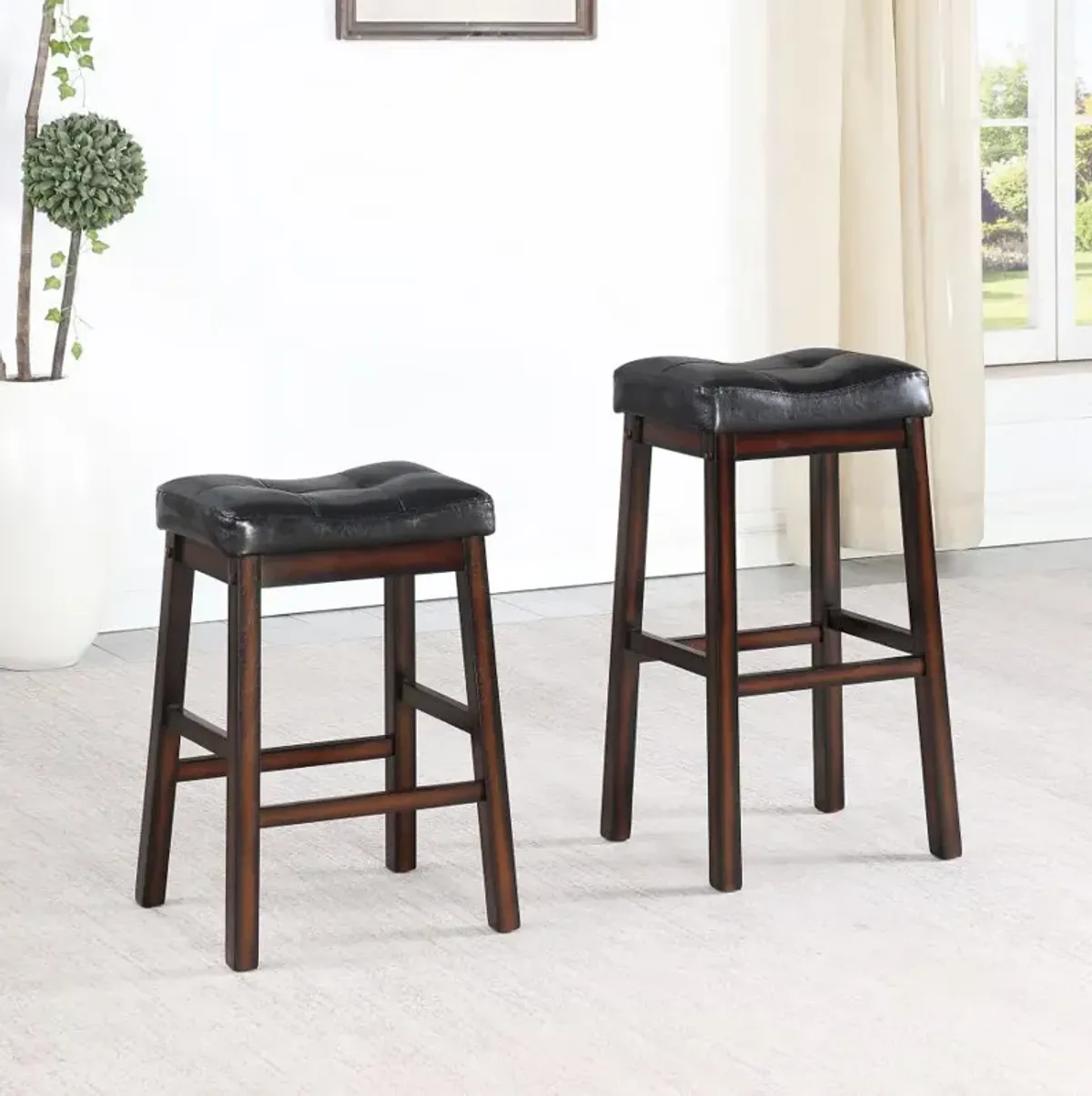 Donald Upholstered Bar Stools Black and Cappuccino (Set of 2)