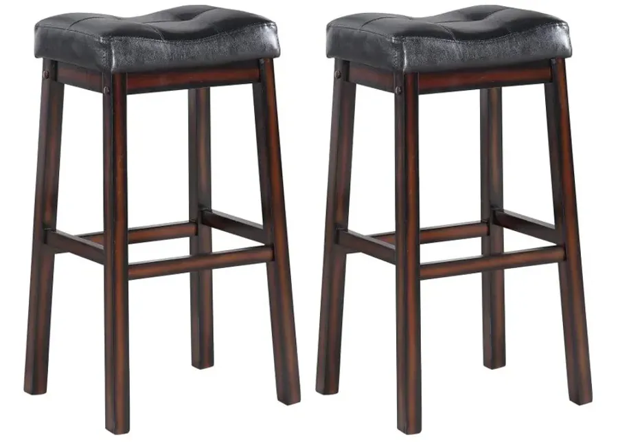 Donald Upholstered Bar Stools Black and Cappuccino (Set of 2)