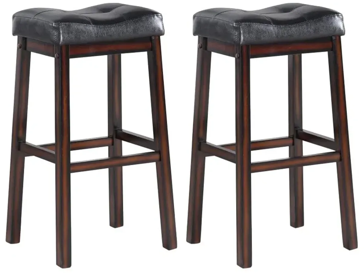 Donald Upholstered Bar Stools Black and Cappuccino (Set of 2)