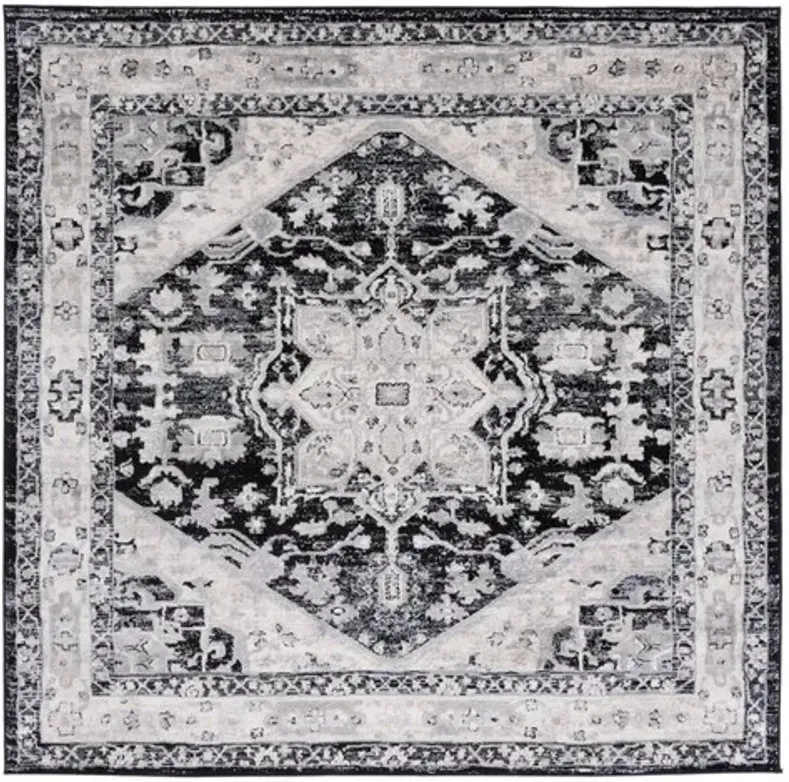 Brentwood 852 Black / Ivory 6'-7" X 6'-7" Square Square Powerloomed Rug