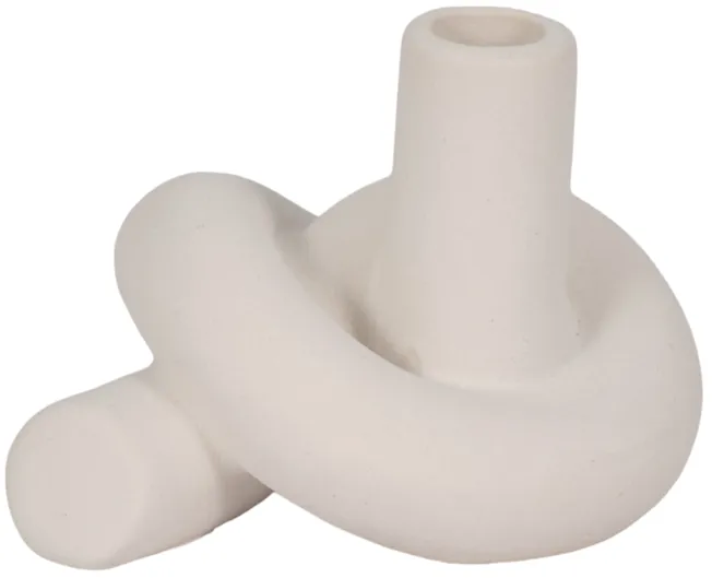 6" Textured Knot Taper Holder, White