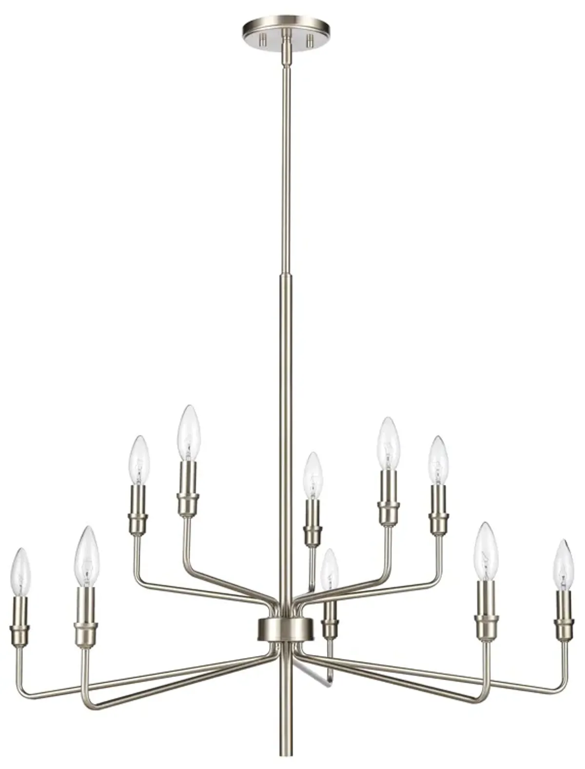 Saginaw 34" Wide 10-Light Chandelier - Satin Nickel