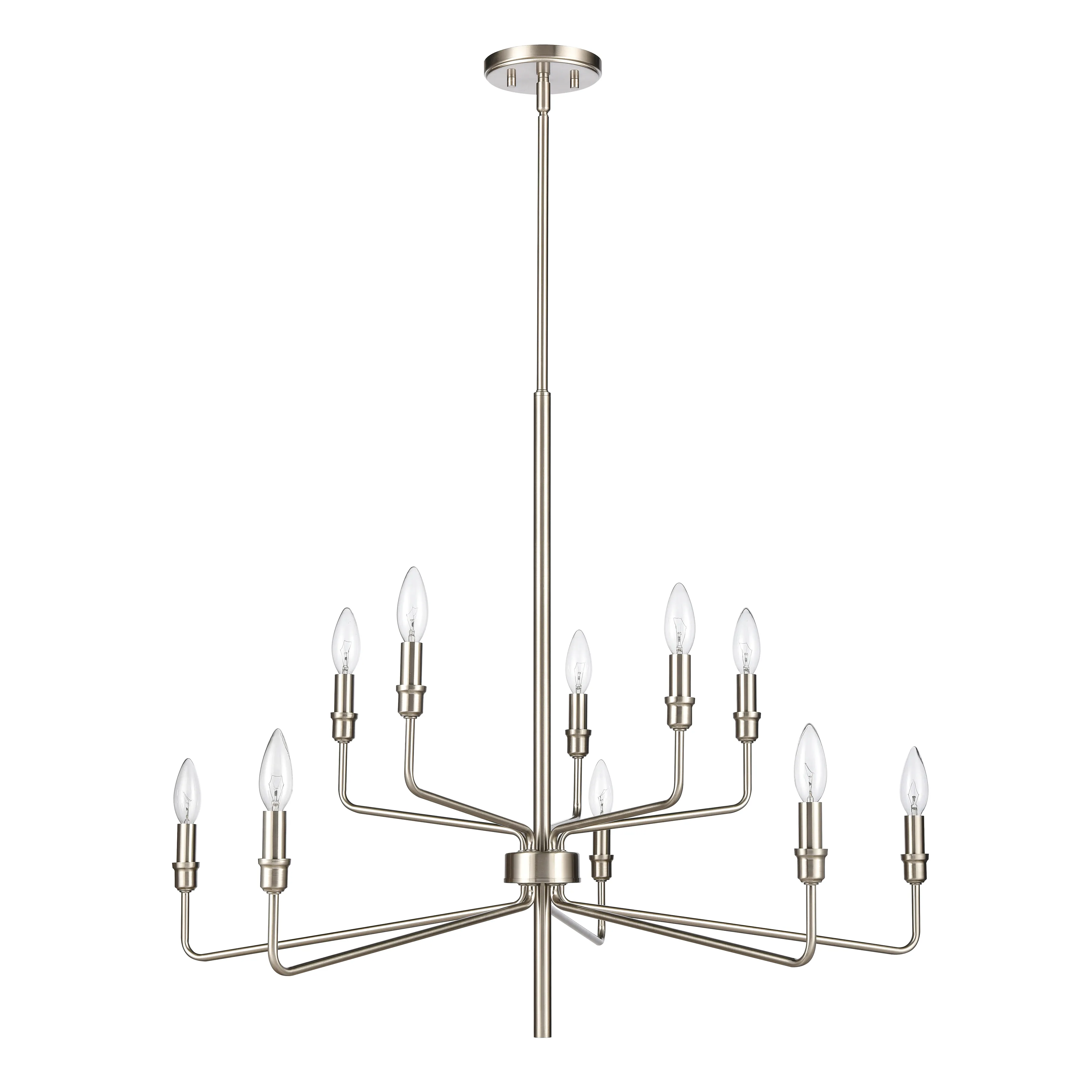 Saginaw 34" Wide 10-Light Chandelier - Satin Nickel