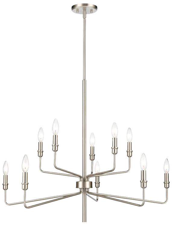 Saginaw 34" Wide 10-Light Chandelier - Satin Nickel