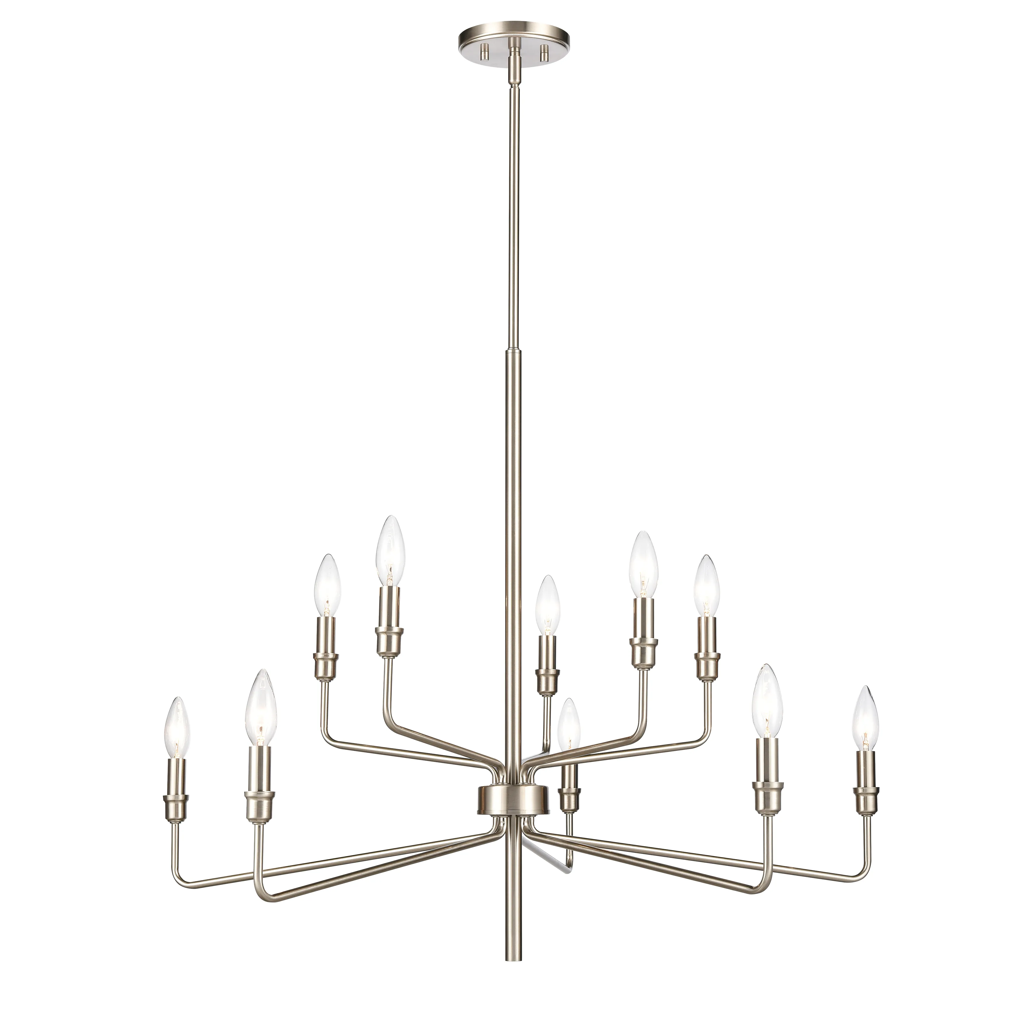 Saginaw 34" Wide 10-Light Chandelier - Satin Nickel