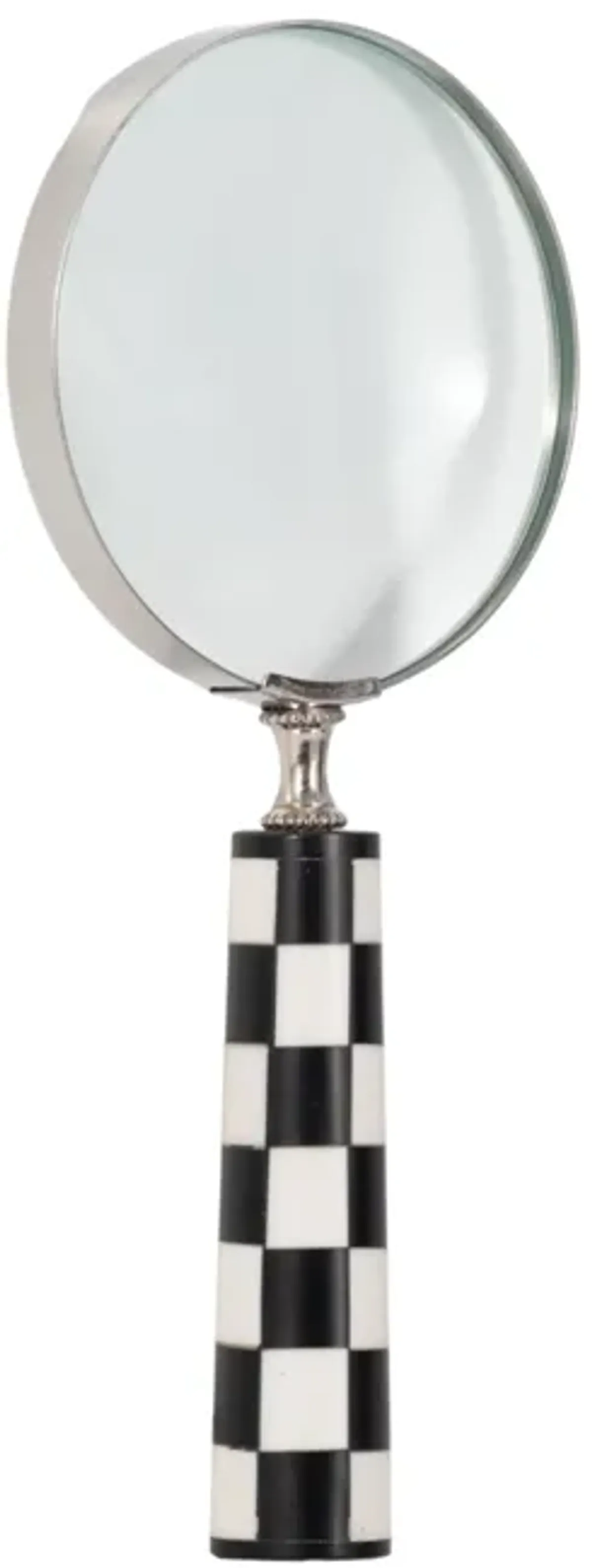 4" Checkerboard Handle Magnifying Glass, Black/whi