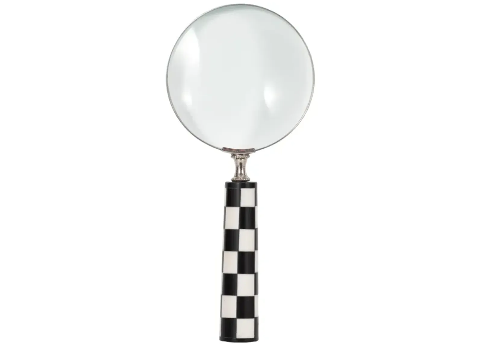 4" Checkerboard Handle Magnifying Glass, Black/whi