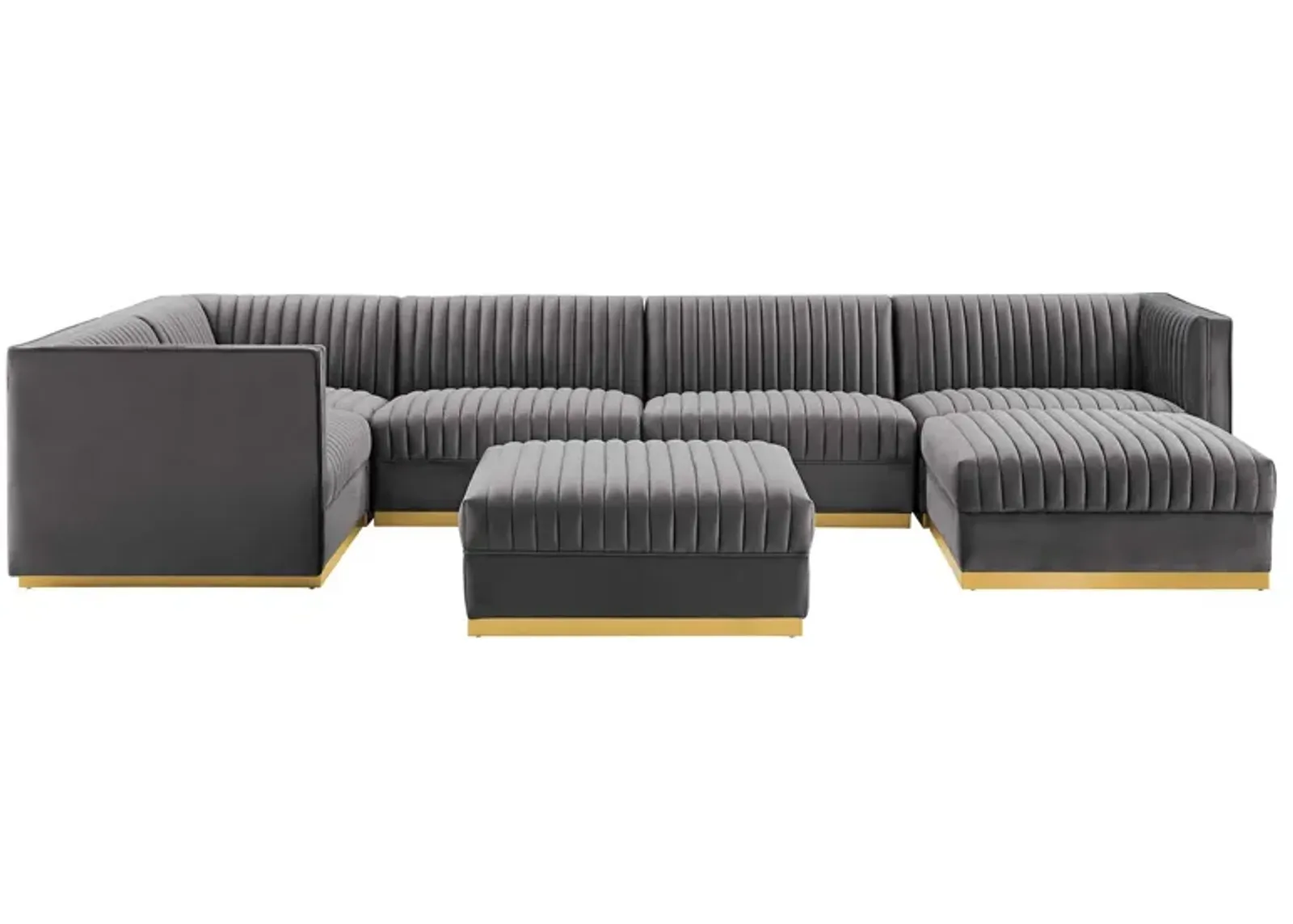 Sanguine Channel Tufted Performance Velvet 7-Piece Left-Facing Modular Sectional