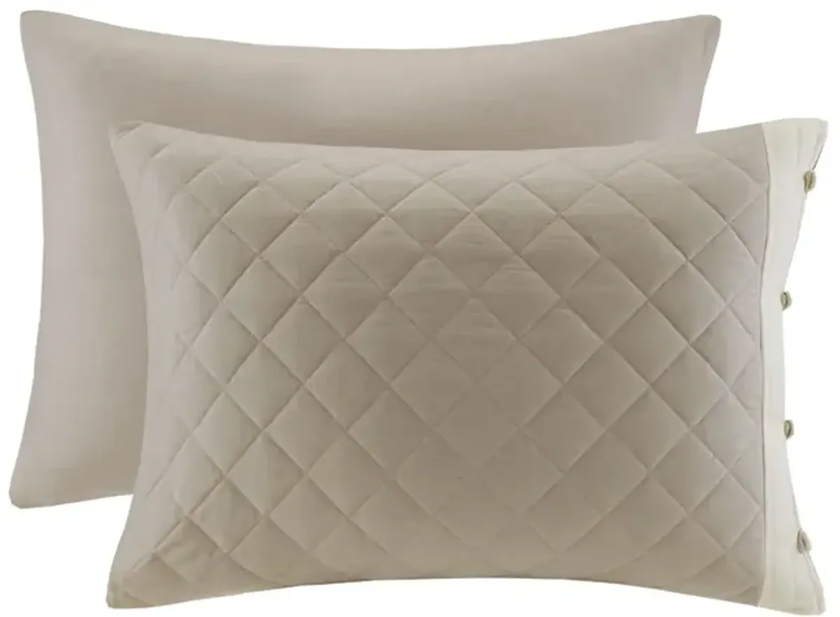 Madison Park Breanna Khaki 4 Piece Cotton Reversible Tailored  Bedspread  Set