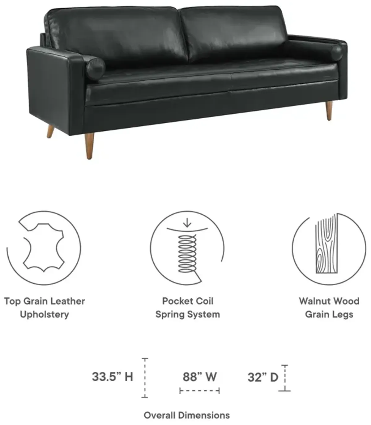 Valour 88" Leather Sofa