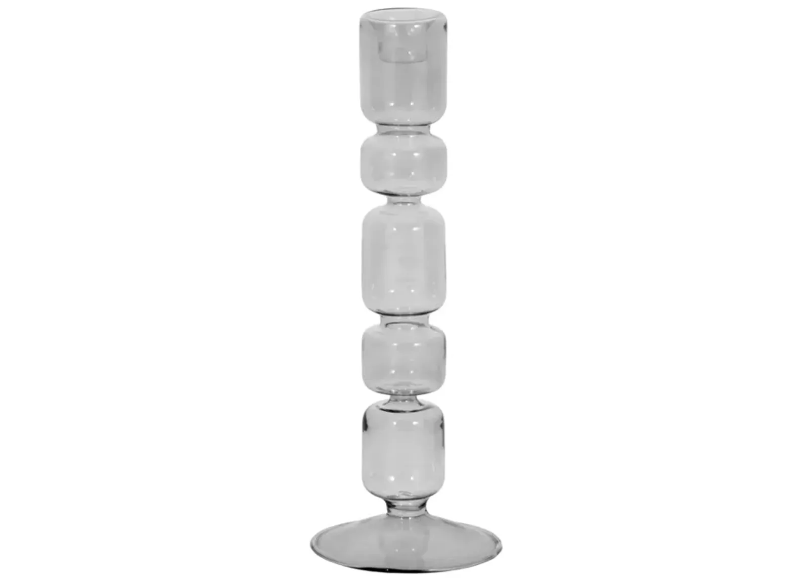 10" Mixed Bubble Taper Candleholder, Smoke