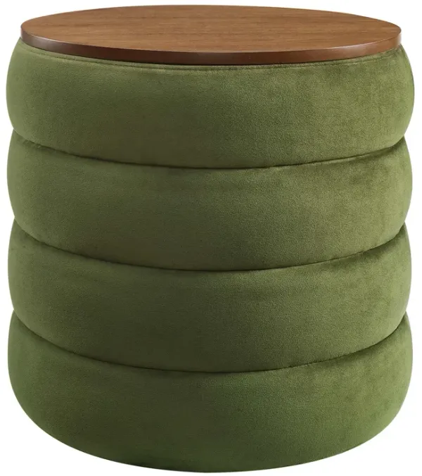 Mezzo Round Performance Velvet Storage Ottoman by Modway