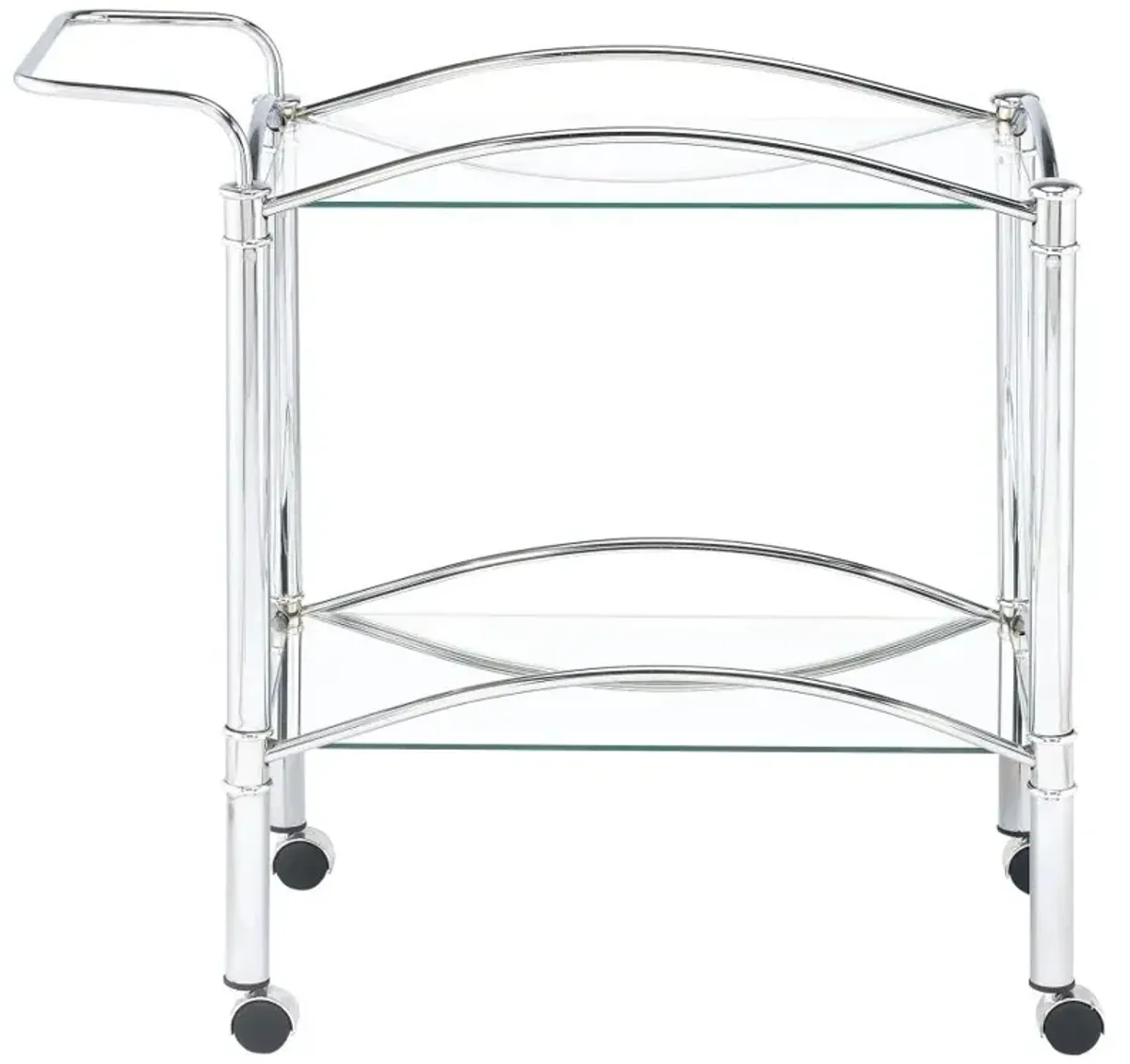 Shadix 2-tier Serving Cart with Glass Top Chrome and Clear