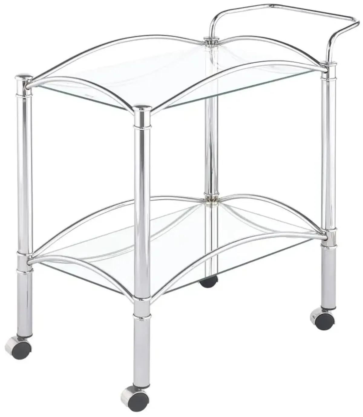 Shadix 2-tier Serving Cart with Glass Top Chrome and Clear