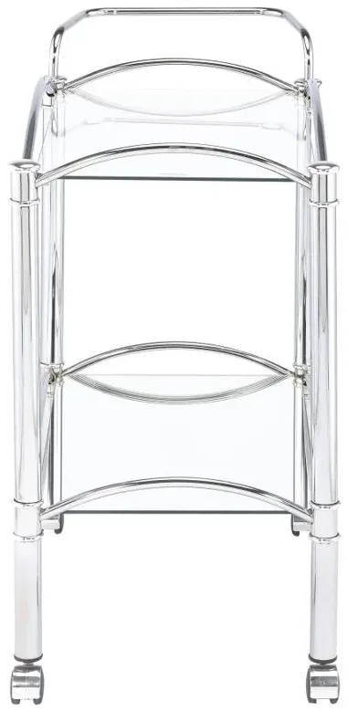 Shadix 2-tier Serving Cart with Glass Top Chrome and Clear