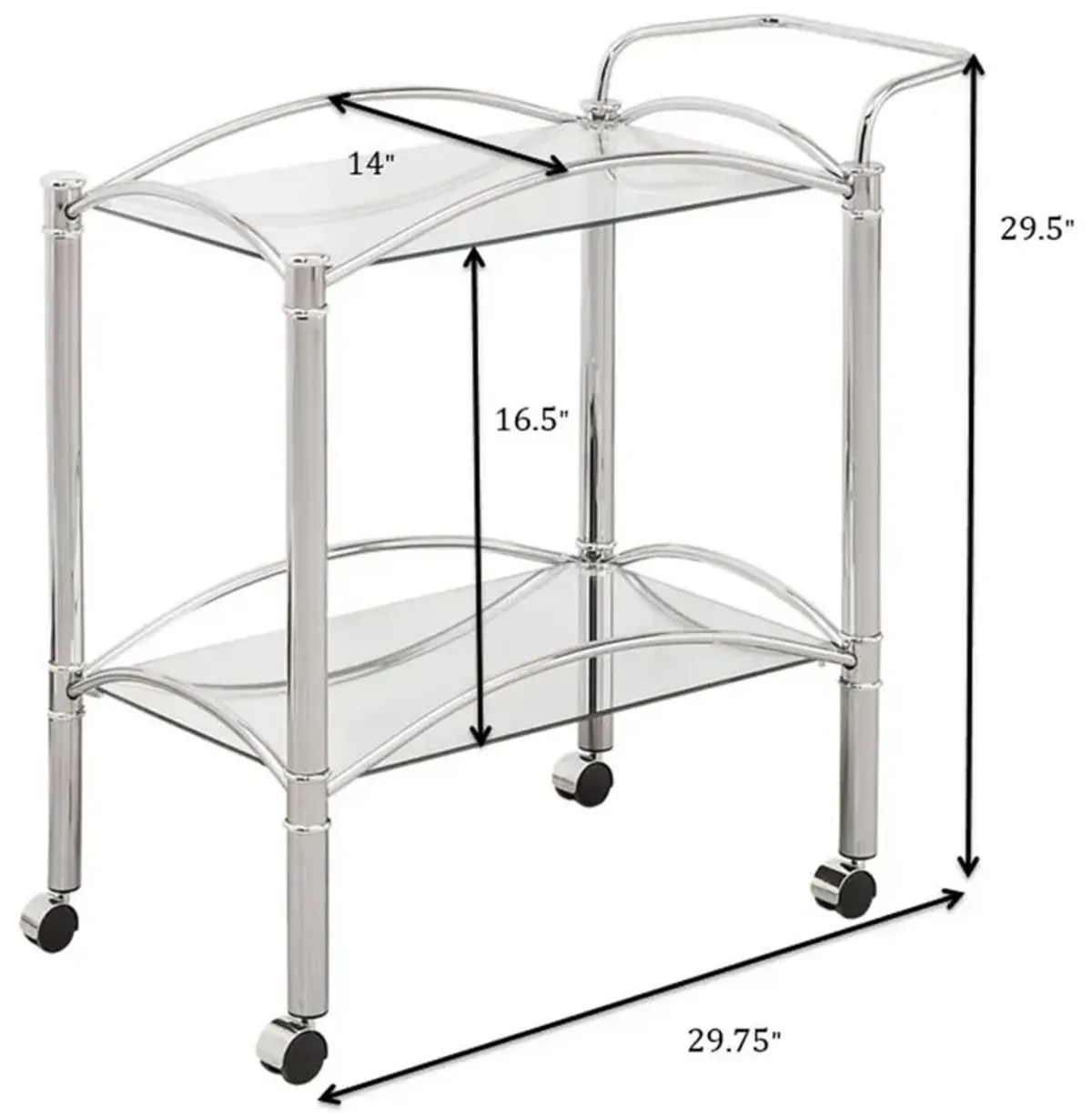 Shadix 2-tier Serving Cart with Glass Top Chrome and Clear