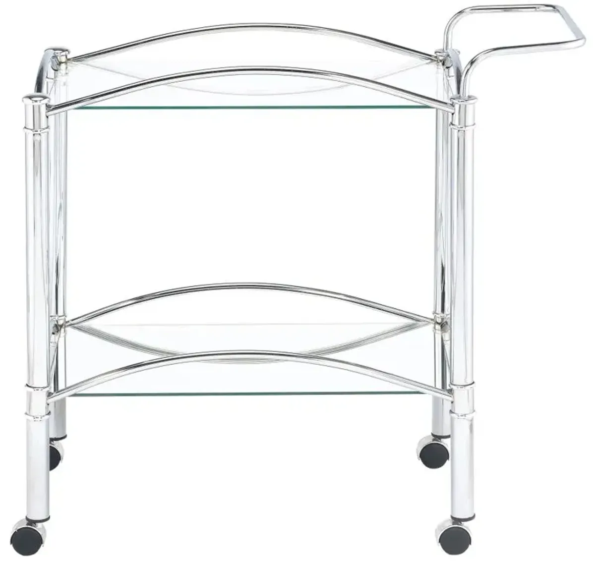 Shadix 2-tier Serving Cart with Glass Top Chrome and Clear