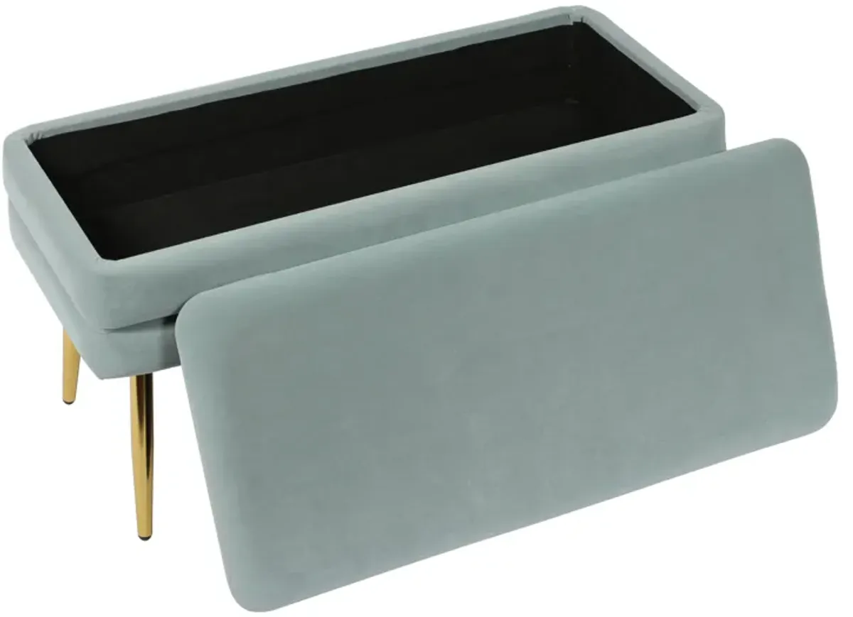 ziva sea blue velvet storage bench