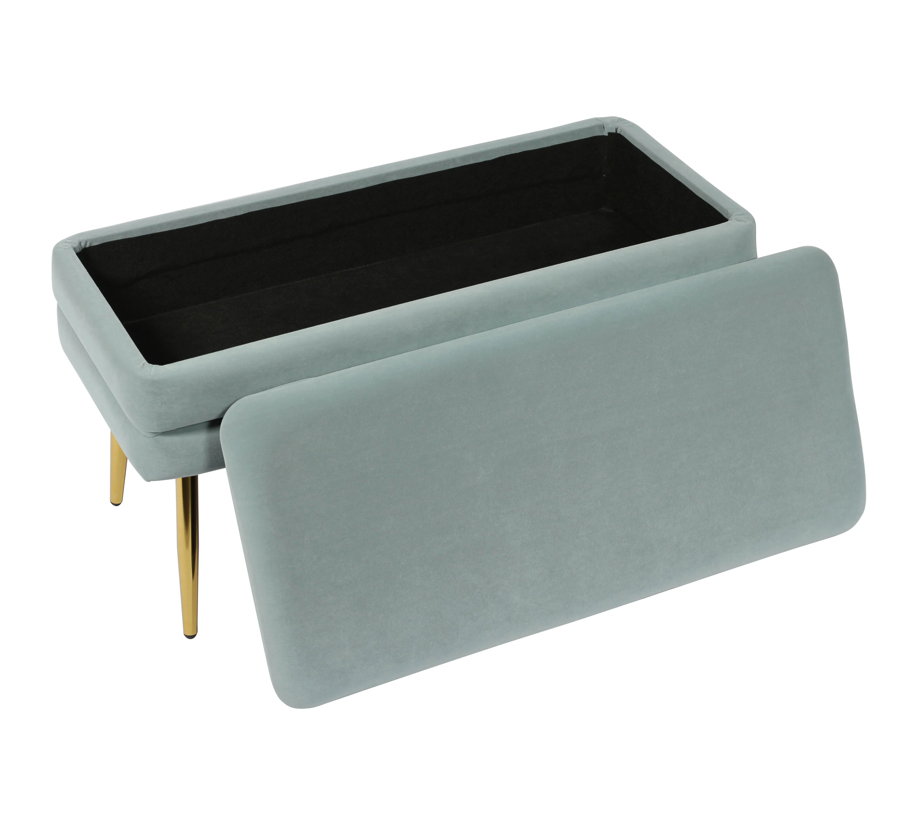 ziva sea blue velvet storage bench