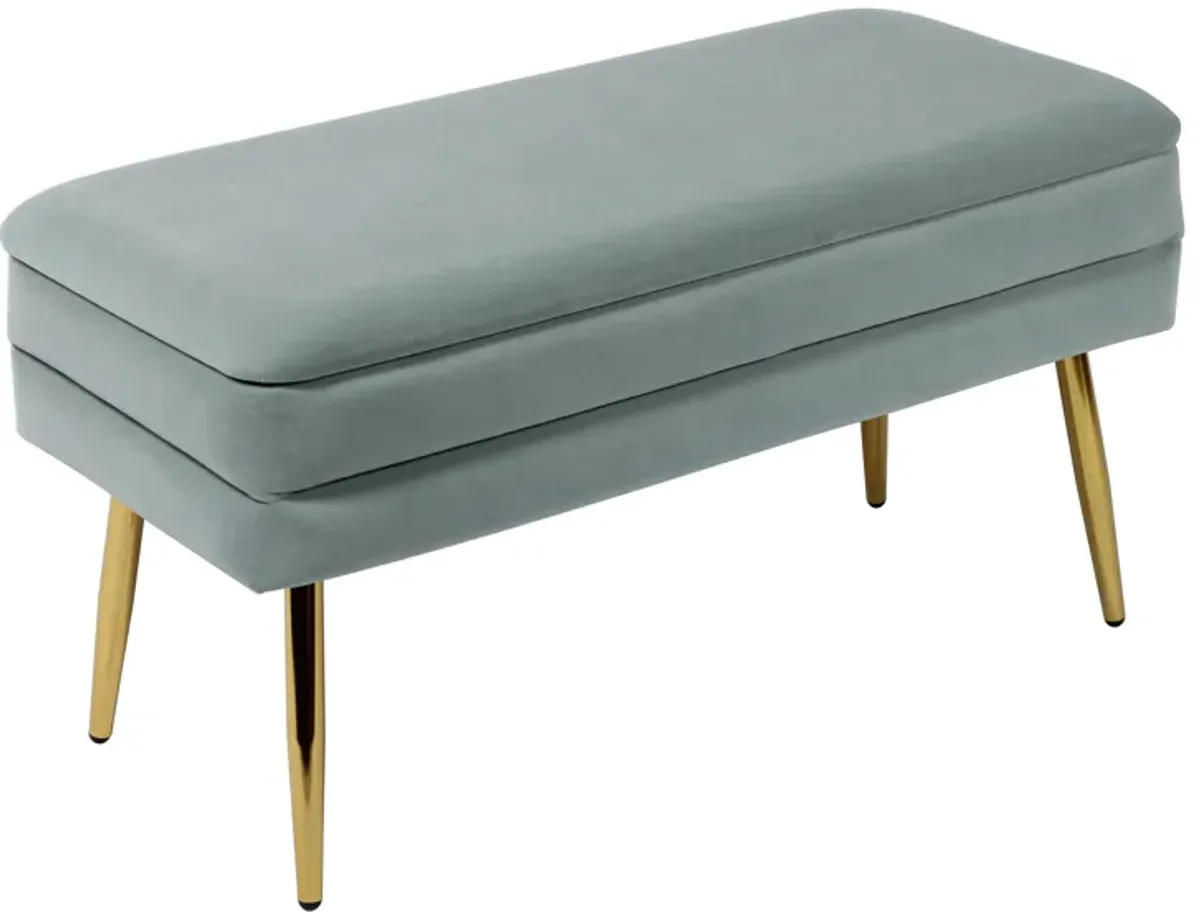 ziva sea blue velvet storage bench