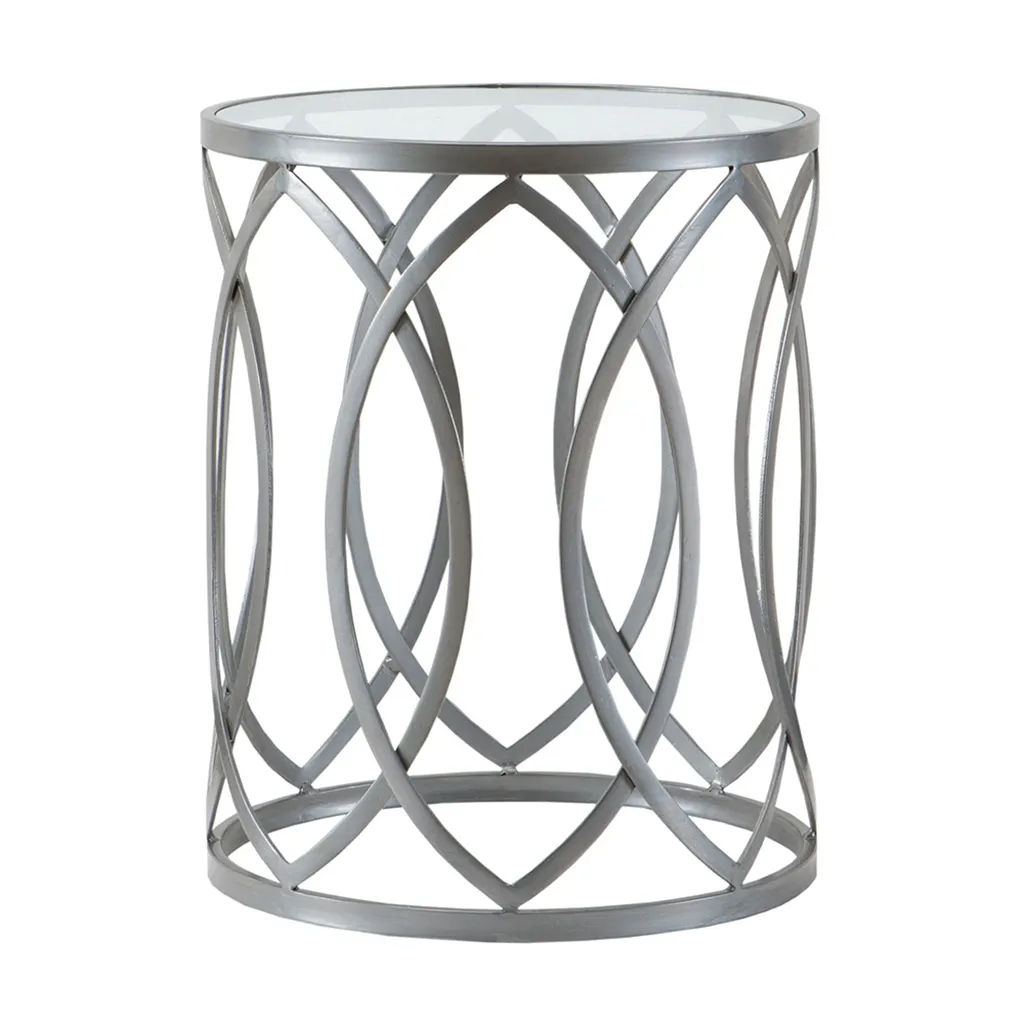 Madison Park Arlo Grey Metal Eyelet Accent Table