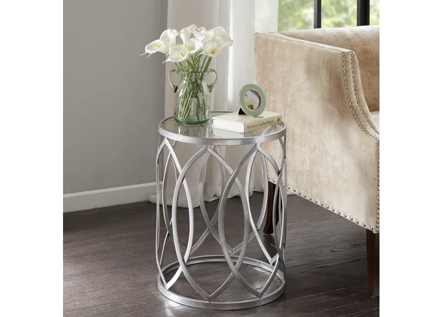 Madison Park Arlo Grey Metal Eyelet Accent Table