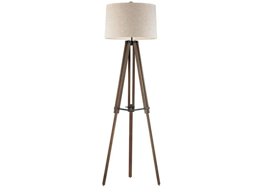 Wooden Brace 62" High 1-Light Floor Lamp - Black