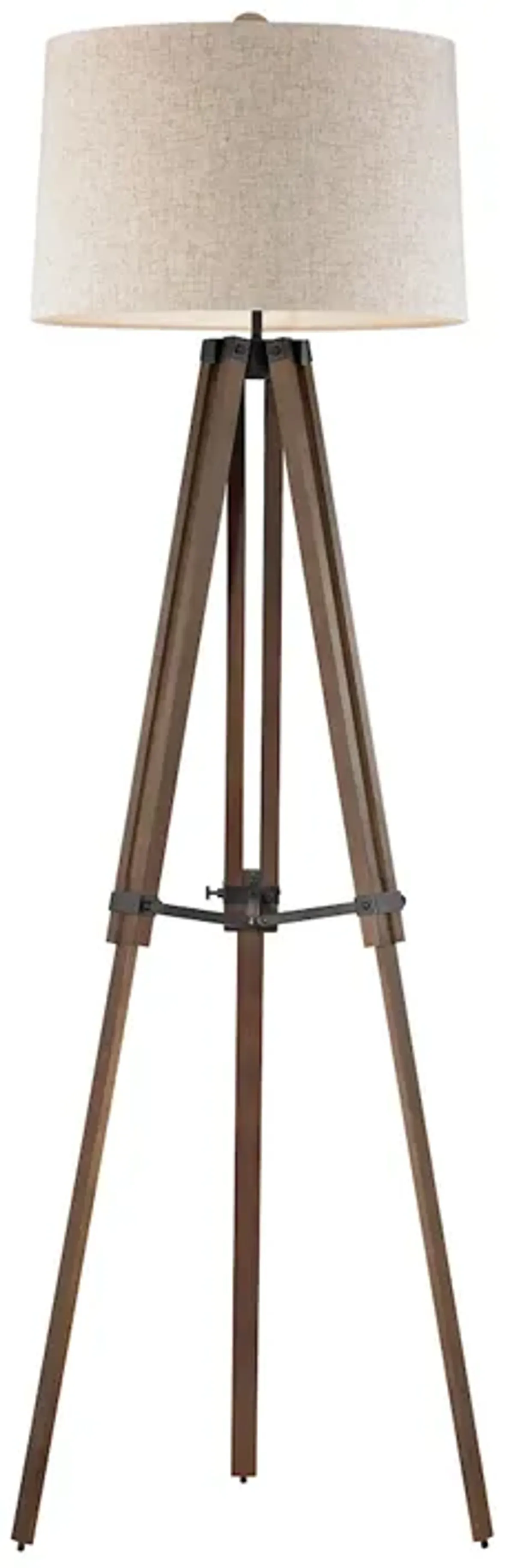 Wooden Brace 62" High 1-Light Floor Lamp - Black